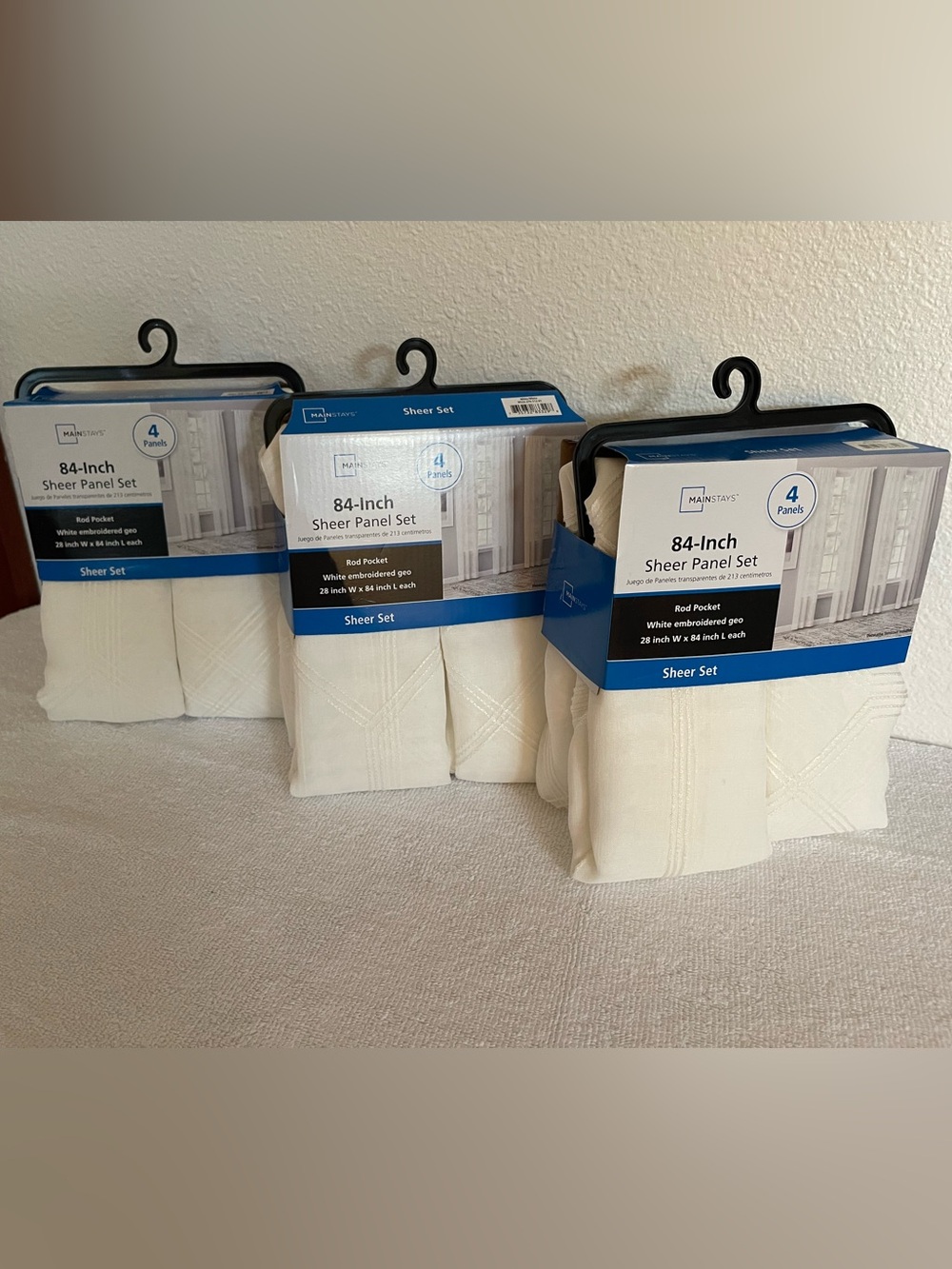 Mainstays White/Ivory Sheer Panel Set(s) - purchase includes all 3 sets!  NWT!